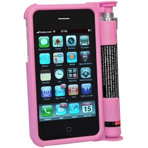 COQUE IPHONE 4 ROSE avec bombe lacrymogene