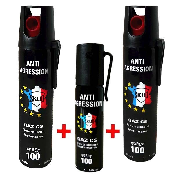 LOT PROMO de bombe lacrymogene pas cher : l'aerosol 25 ml à 4,50 euros