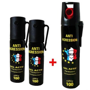 Pack auto défense bombes lacrymogènes GAZ et GEL à 14,99 €