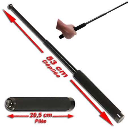 Baton retractable acier trempé 53 cm manche antidérapant Baton retractable acier trempé 53 cm manche antidérapant