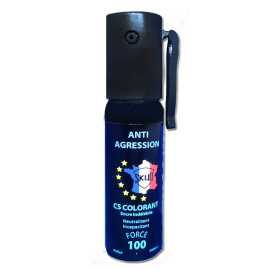 Bombe lacrymogene colorante - gaz CS colorant bleu 