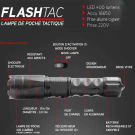 Comment utiliser la lampe-Taser Tachflash ? Fonctions Taser+lampe tactique+Brise vitre