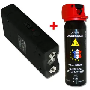 pack antiagression : taser puissant et bombe lacrymogene longue distance