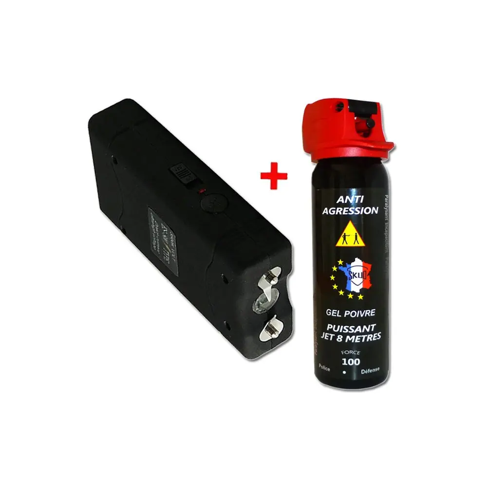 pack antiagression : taser puissant et bombe lacrymogene longue distance