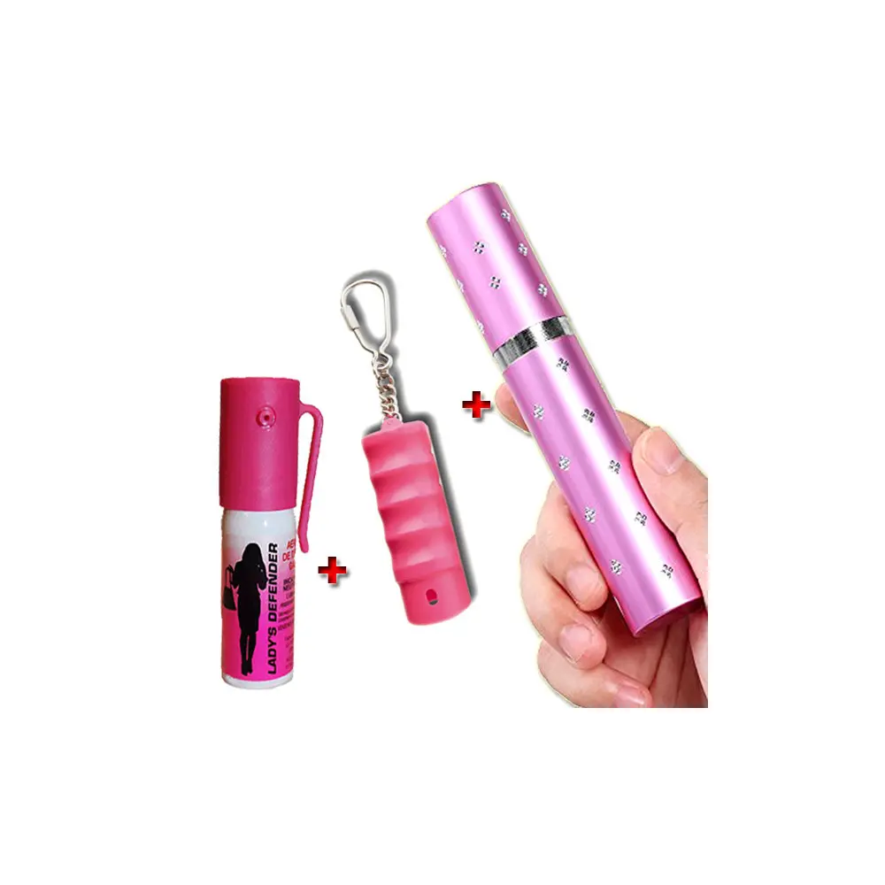 Pack pas cher : Taser femme + Bombe lacrymogène + Porte-clefs lacrymogène à prix réduit Pack pas cher : Taser femme + Bombe lacrymogène + Porte-clefs lacrymogène à prix réduit